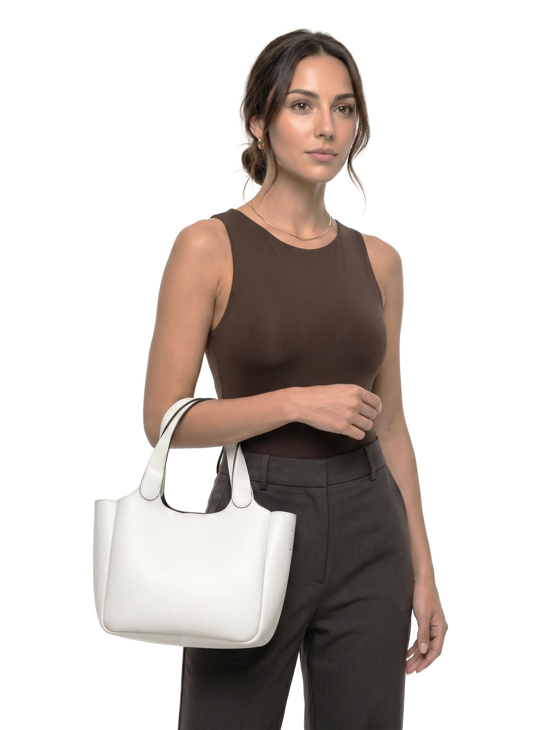 Cluty Henkeltasche, echt Leder, Made in Italy