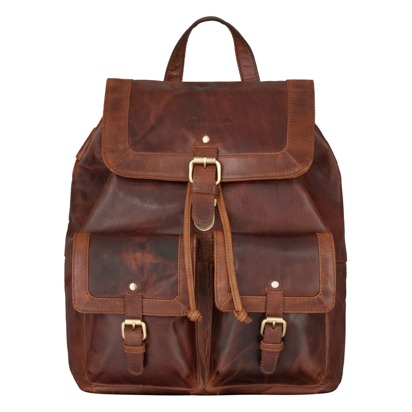 STILORD Notebook-Rucksack "Nora" Großer Lederrucksack Vintage für Damen und Herren