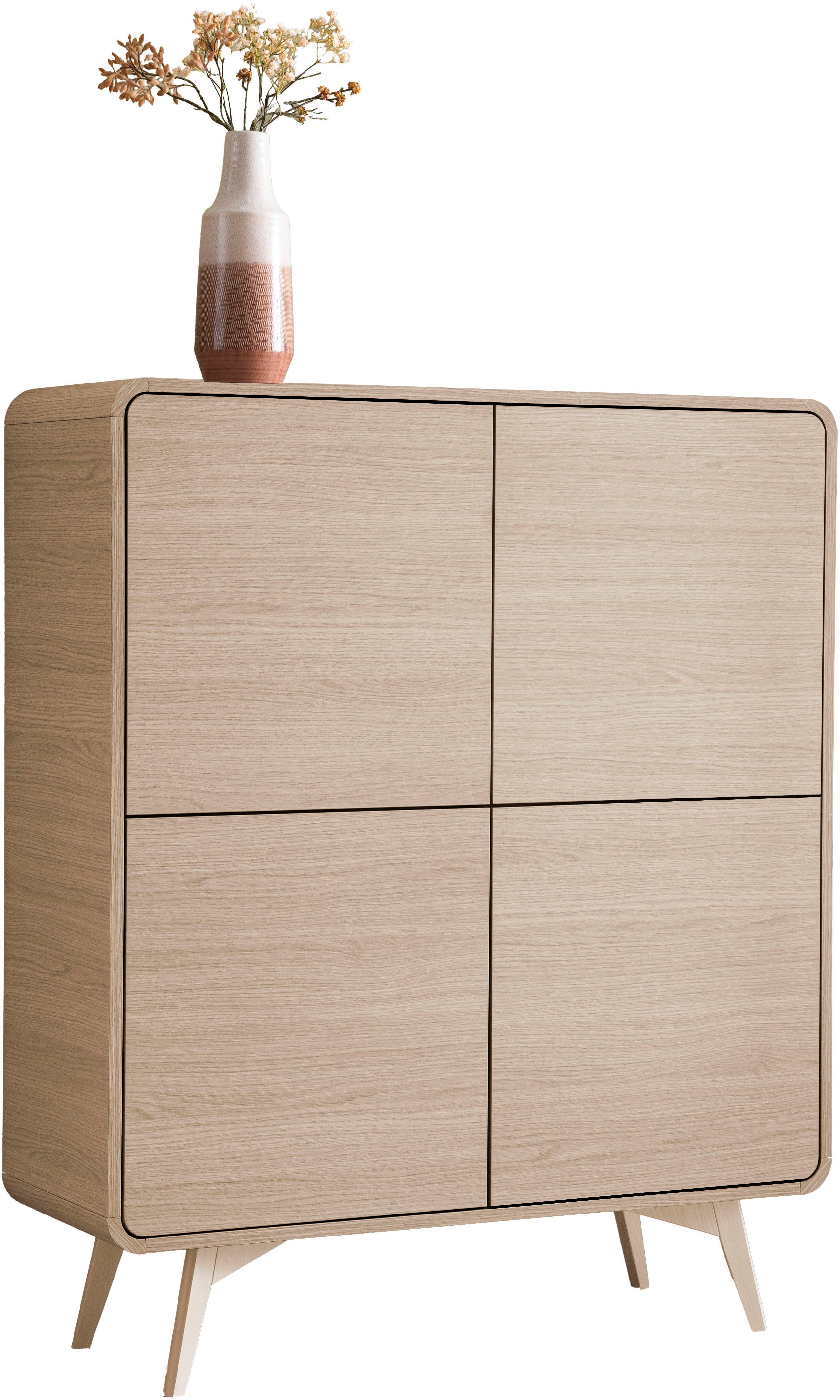 Home affaire Highboard Torsby, moderner Schrank, Stauraumelement in Eiche Natur, 108 cm breit, abgerundete Ecken, ausreichend Stauraum, vielseitig einsetzbar
