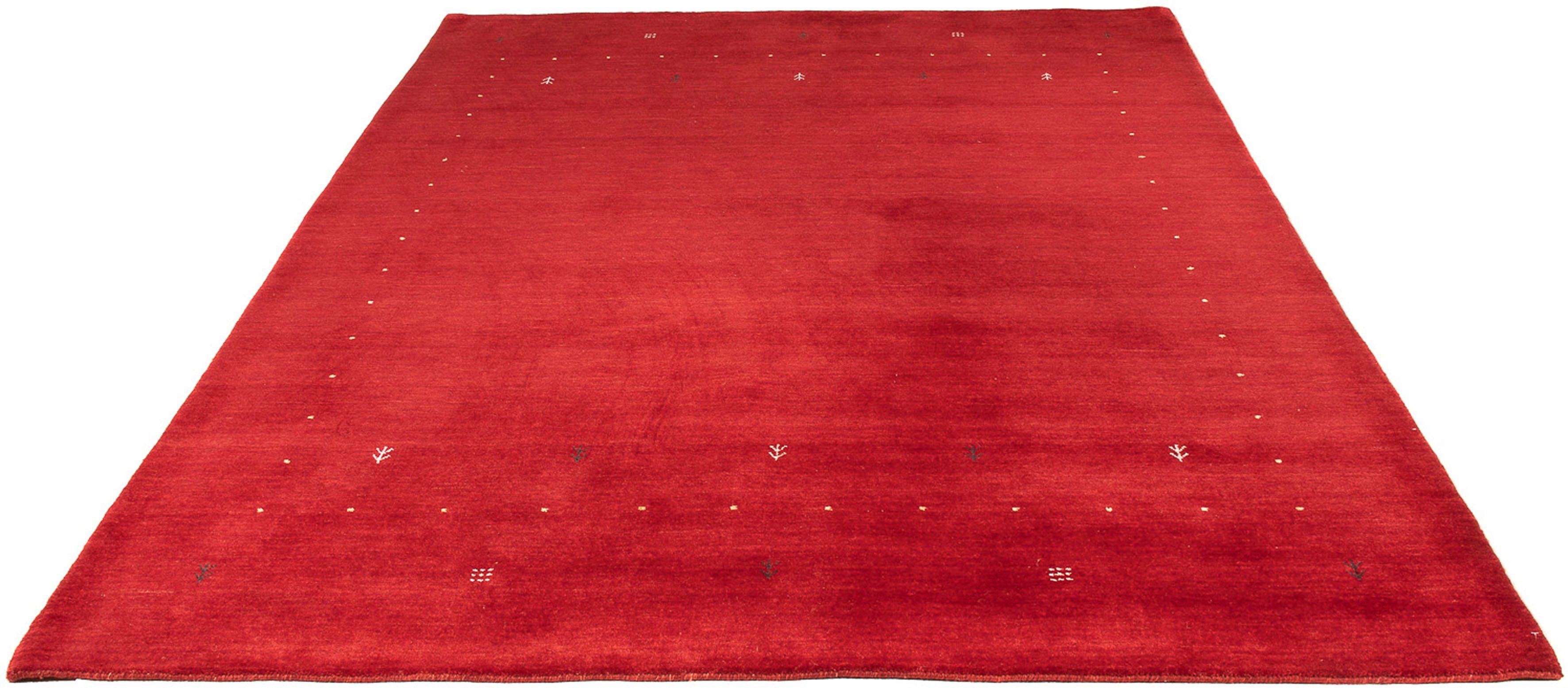 Wollteppich Gabbeh - Loribaft Softy - 241 x 178 cm - dunkelrot, morgenland, rechteckig, Höhe: 12 mm, Wohnzimmer, Einzelstück
