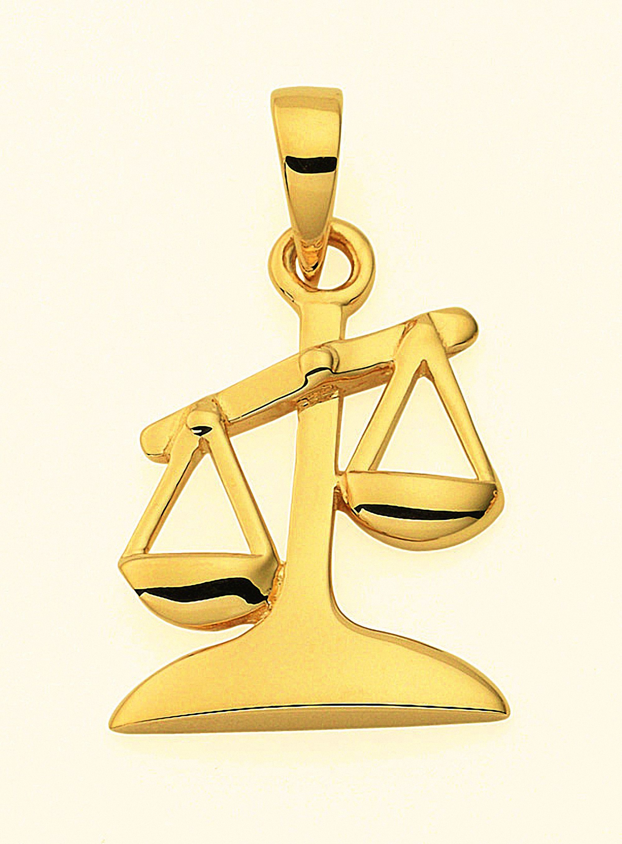Kettenanhänger Damen & Herren 585 Gold Sternzeichen Anhänger Waage