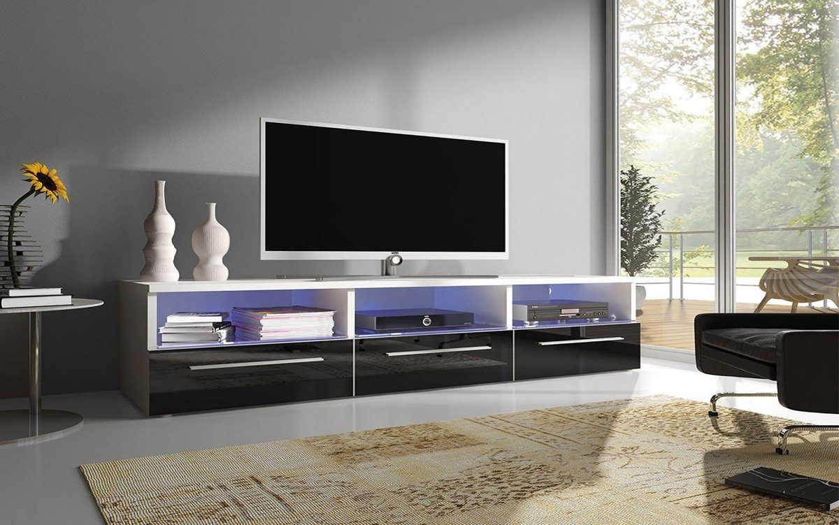 Luxusbetten24 Sideboard TV Lowboard Depose, mit LED-Beleuchtung