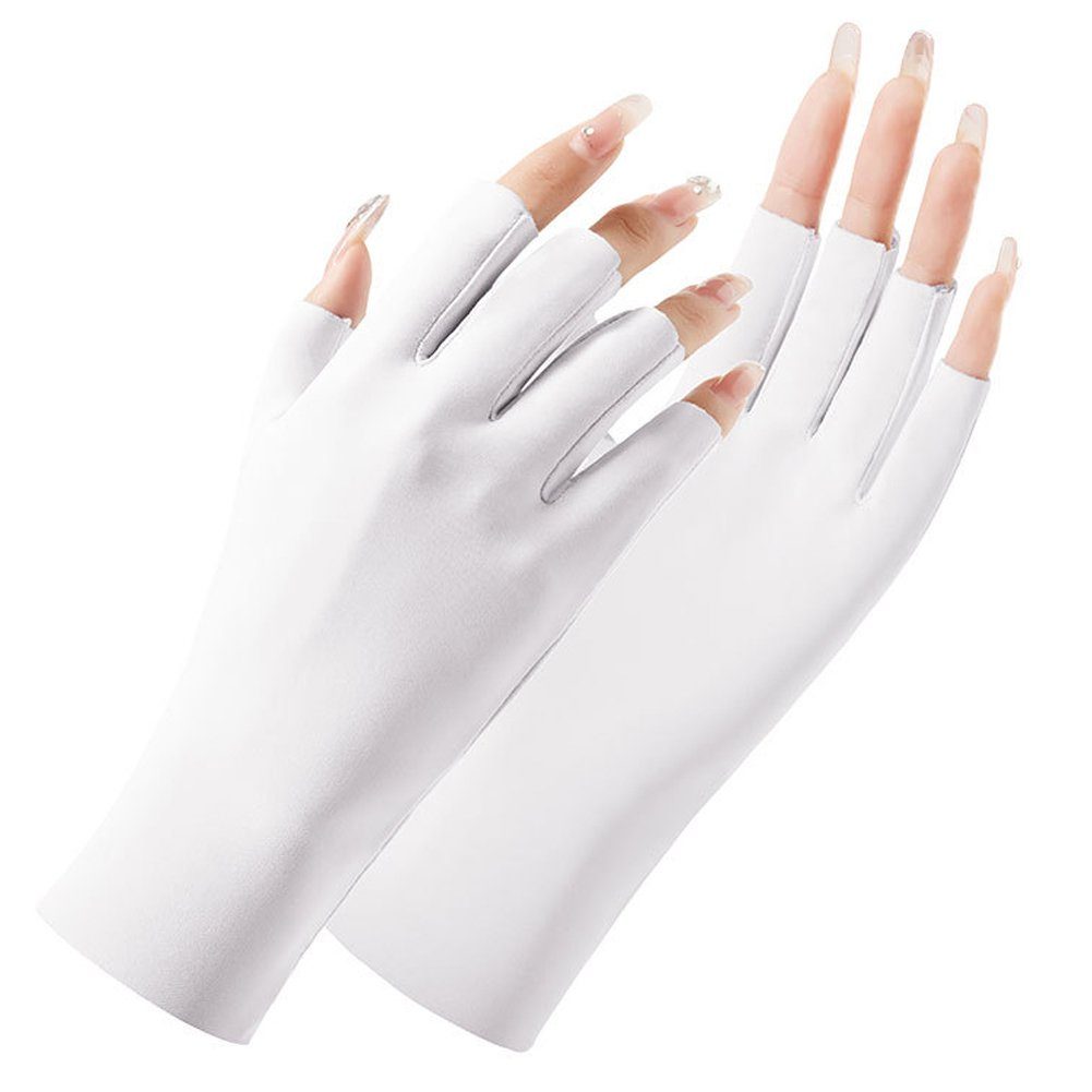 Blusmart Fahrradhandschuhe Damen-Sonnenschutz-Handschuhe, Fingerlose Handschuhe white | Fahrradhandschuhe