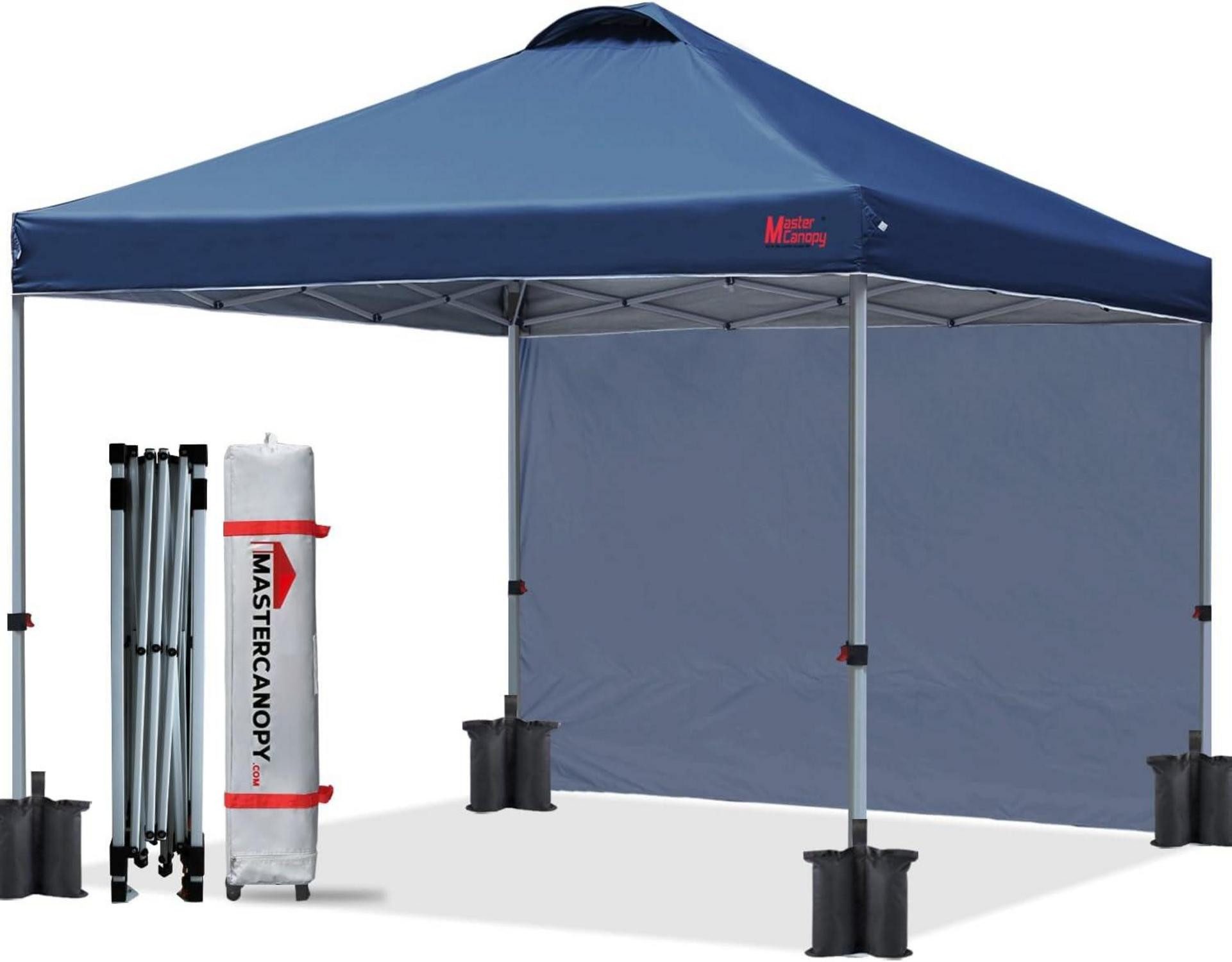 MasterCanopy Faltpavillon Pop up Pavillon 3x3 m Faltpavillon Marineblau mit Seitenwand & Zubehör