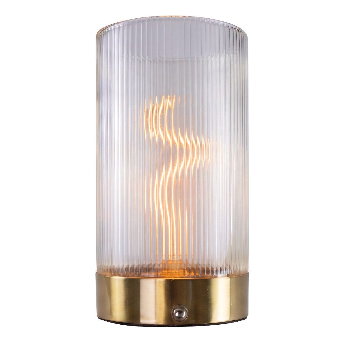 LUXULA LED Tischleuchte Kabellose Nachttischlampe, LED fest integriert, 2700K Warmweiß, Akku Tischleuchte 0.5W milchiges Glasgehäuse Dimmbar Messingoptik
