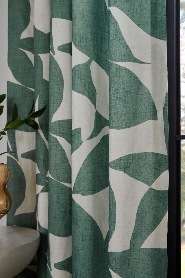 Vorhang Gefütterte Ösenvorhänge mit Blätterdesign, Next, (3 St)