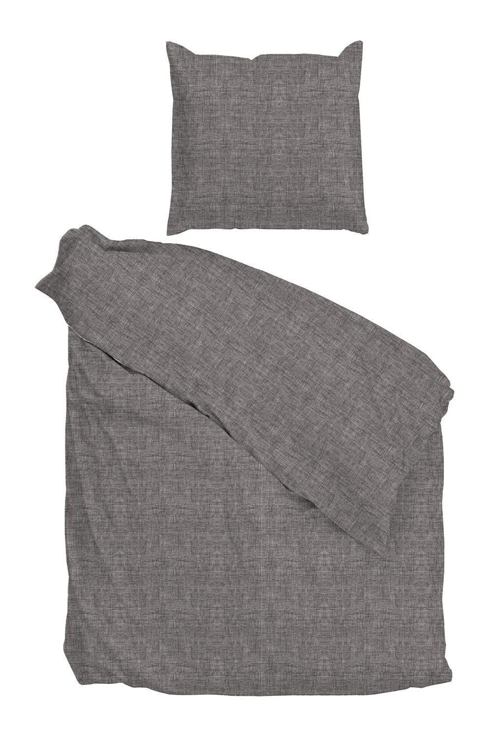 Heckett and Lane Bettwäsche FLANELLA DI LINO, Dunkelgrau, 135 x 200 cm, Bau günstig online kaufen
