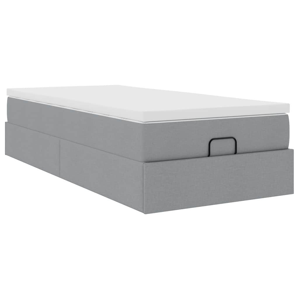 vidaXL Bett Ottoman-Bett mit Matratze Hellgrau günstig online kaufen