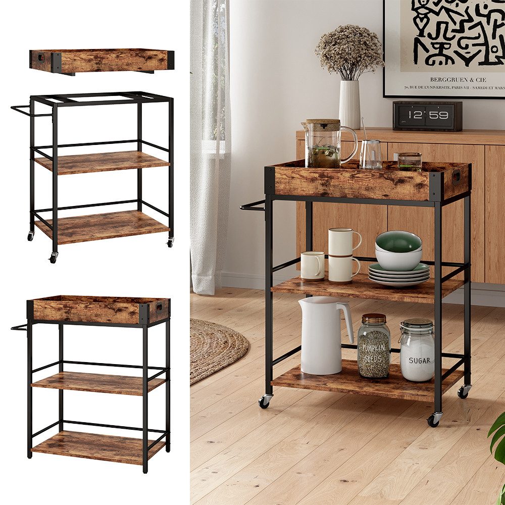 Vicco Barschrank Fyrk, Eiche rustikal/Schwarz, 65 günstig online kaufen