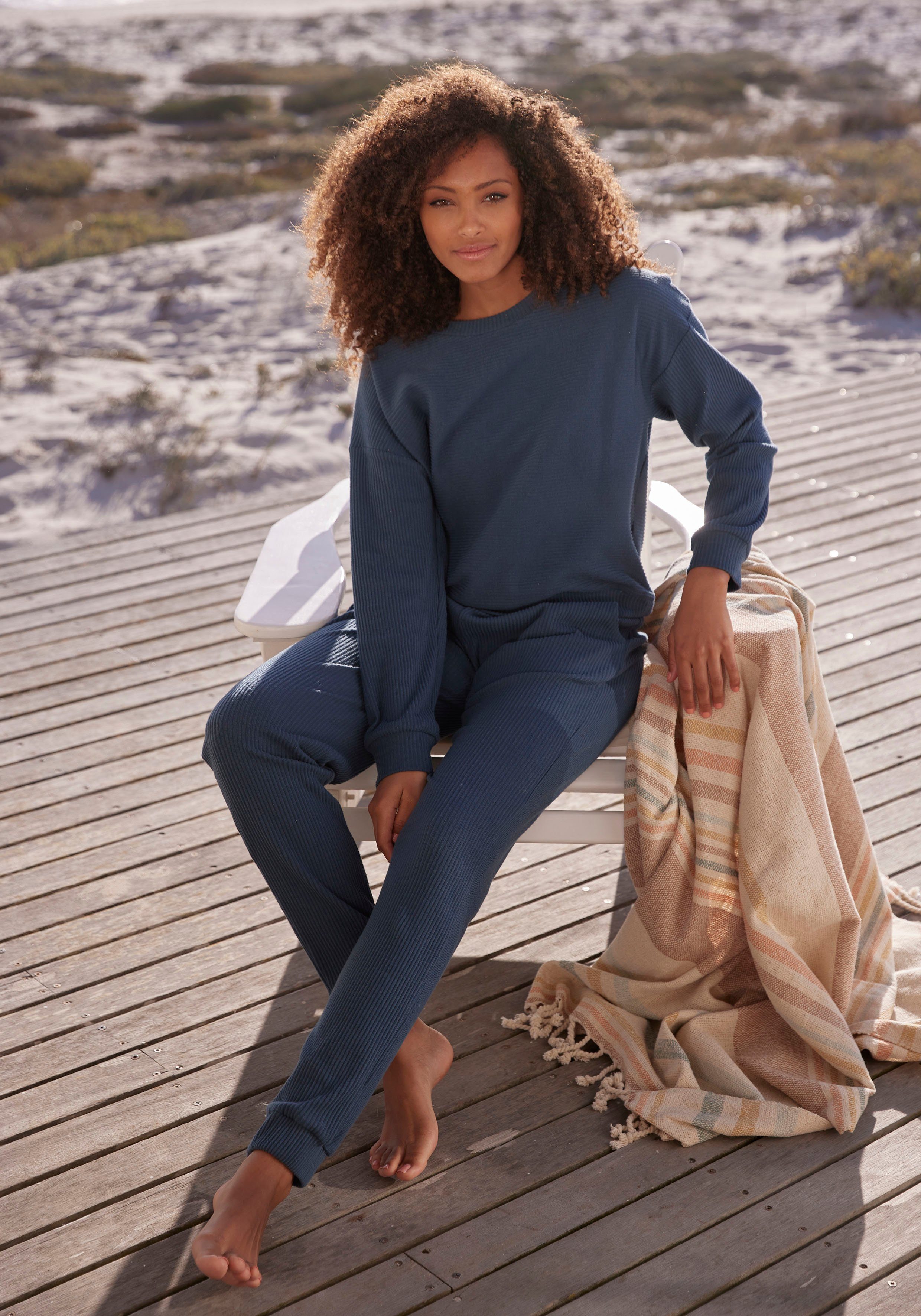s.Oliver Relaxhose Sweathose aus Ripp-Qualität mit Einrifftaschen, Loungewear – Bild 5 von 5