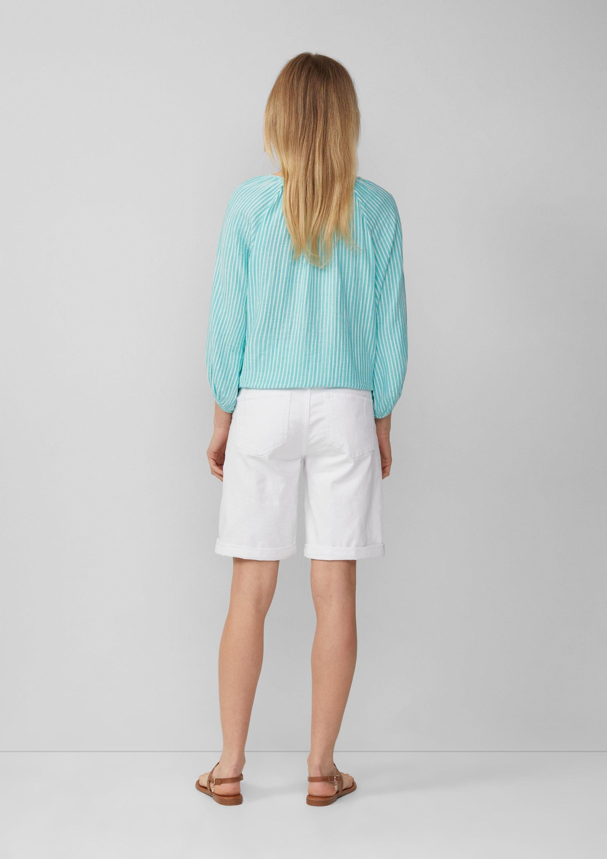 s.Oliver Kurzarmbluse Bluse Musselin-Bluse mit Raglanärmeln und Raffung