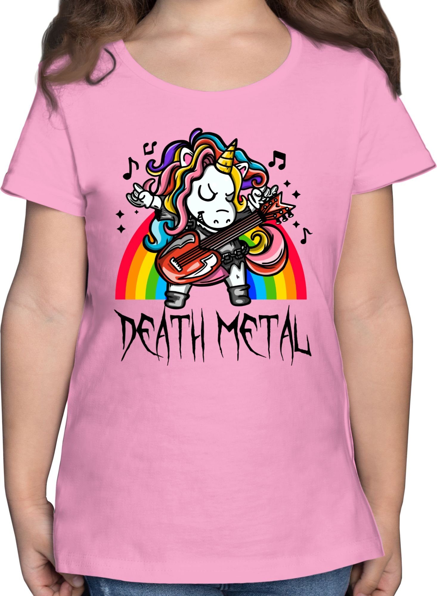 Shirtracer T-Shirt Death Metal Einhorn - Unicorn Kinderkleidung und Co 2 Rosa