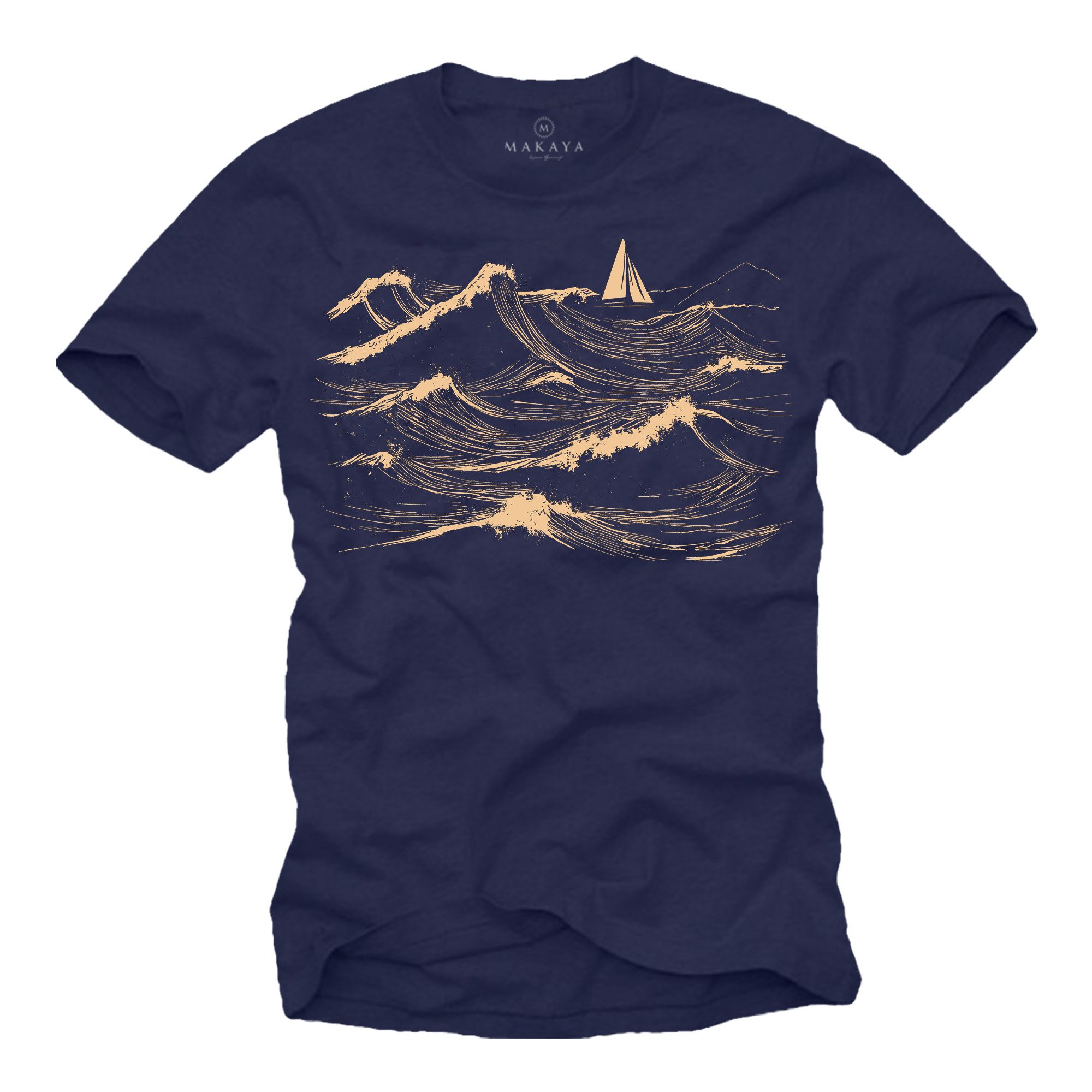 MAKAYA T-Shirt Kurzarm Herrenshirt für Segler mit Segelmotiv & Boot Design günstig online kaufen