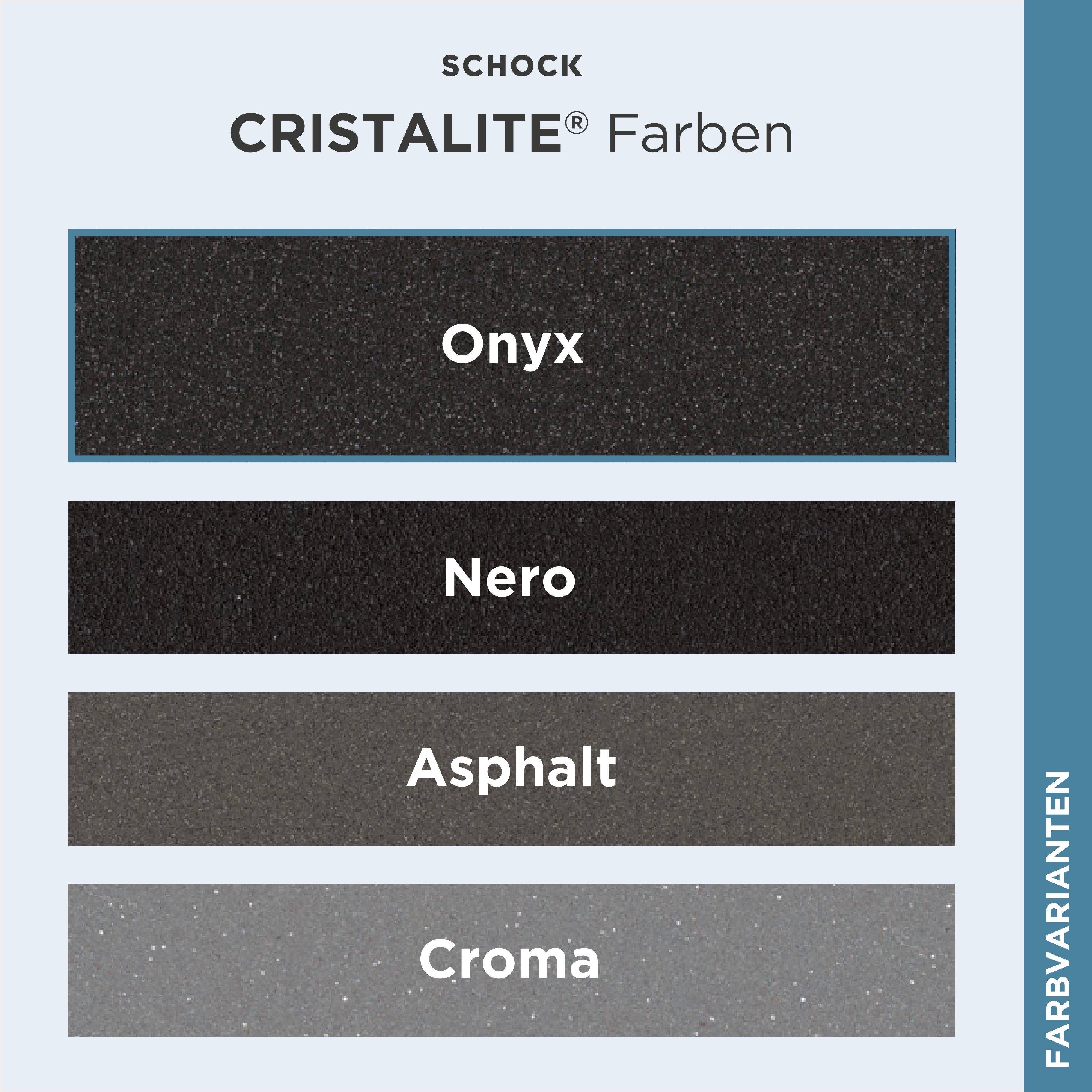 Schock granite sink COMO D-100L, square, 100/50 cm, remote drain control, including drain and overflow fitting, rotary hex center, diamond drill bit