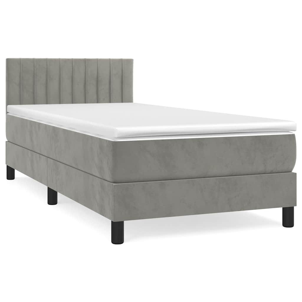 furnicato Bett Boxspringbett Hellgrau 203x80x78/88 cm mit Samt und Massivholz (1-tlg)