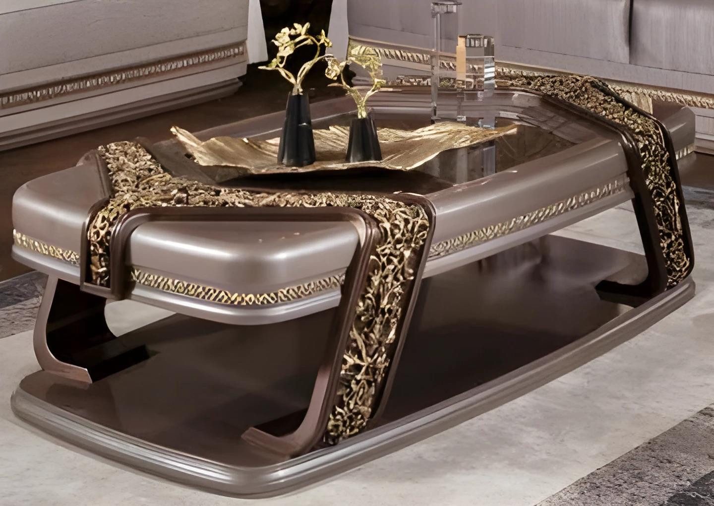 JVmoebel Couchtisch Stilvoller Couchtisch mit goldenen Akzenten und einzigartigem Design