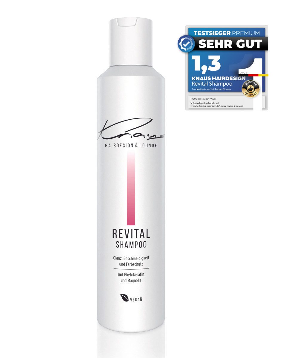 Knaus Hairdesign Haarshampoo REVITAL Shampoo für coloriertes Haar - sofortigen Glanz Vegan, Farbkraft intensive Pflege für sprödes Haar