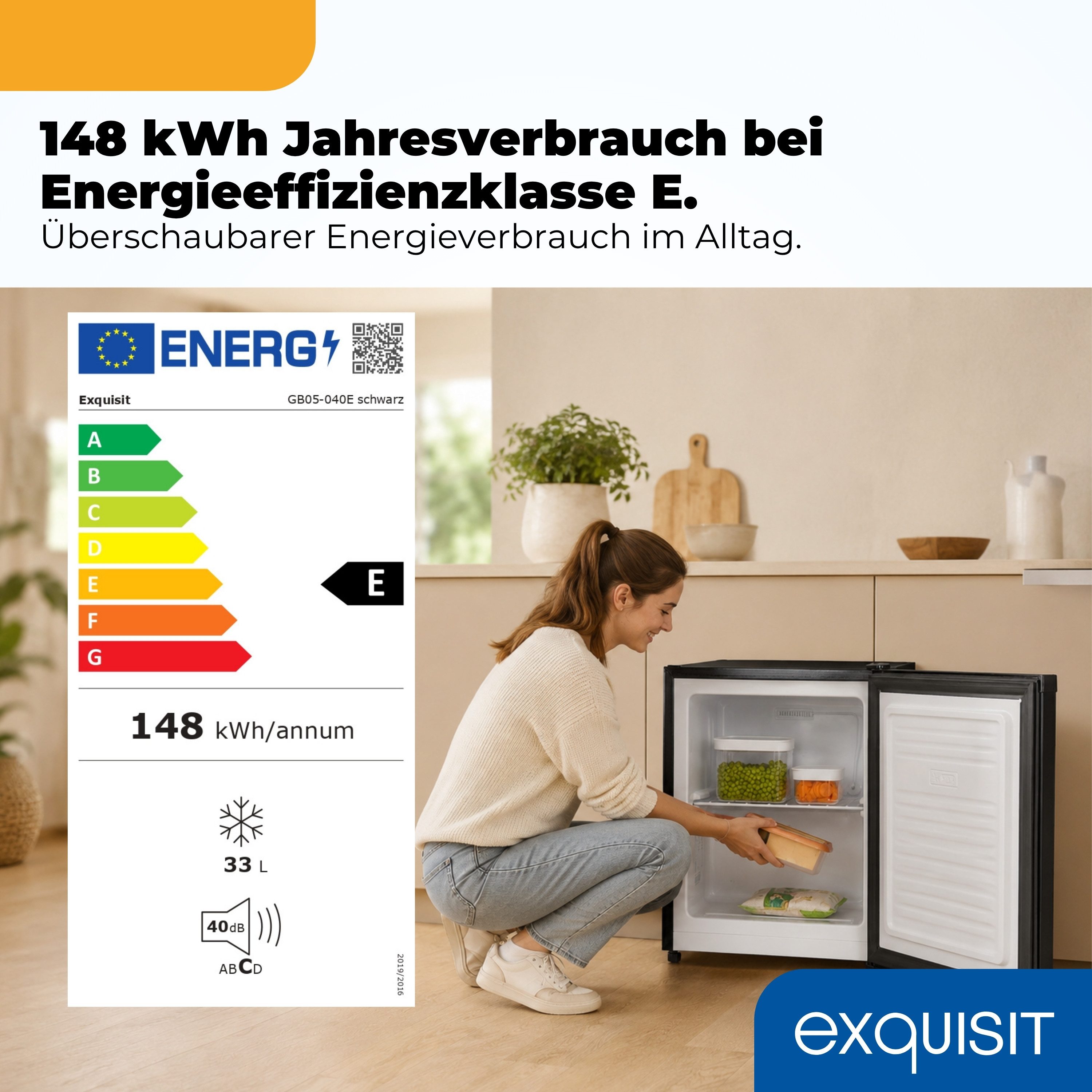 exquisit Gefrierschrank GB05-040E, Mini-Gefrierschrank, kompakt und platzsparend, 4-Sterne Gefrieren