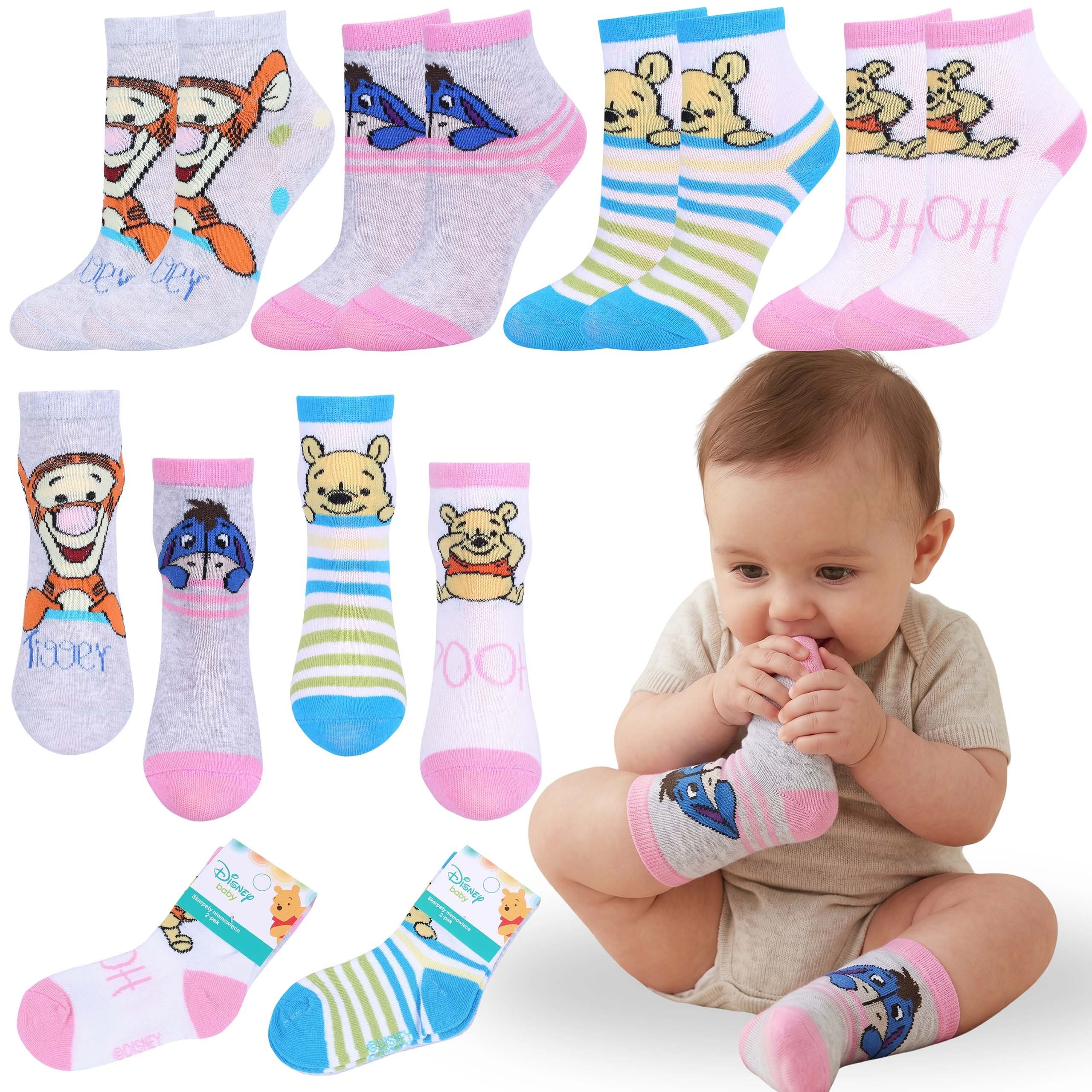 Sarcia.eu Socken Winnie Puuh Socken-Set, druckfreie lange Babysocken, 4 Paar