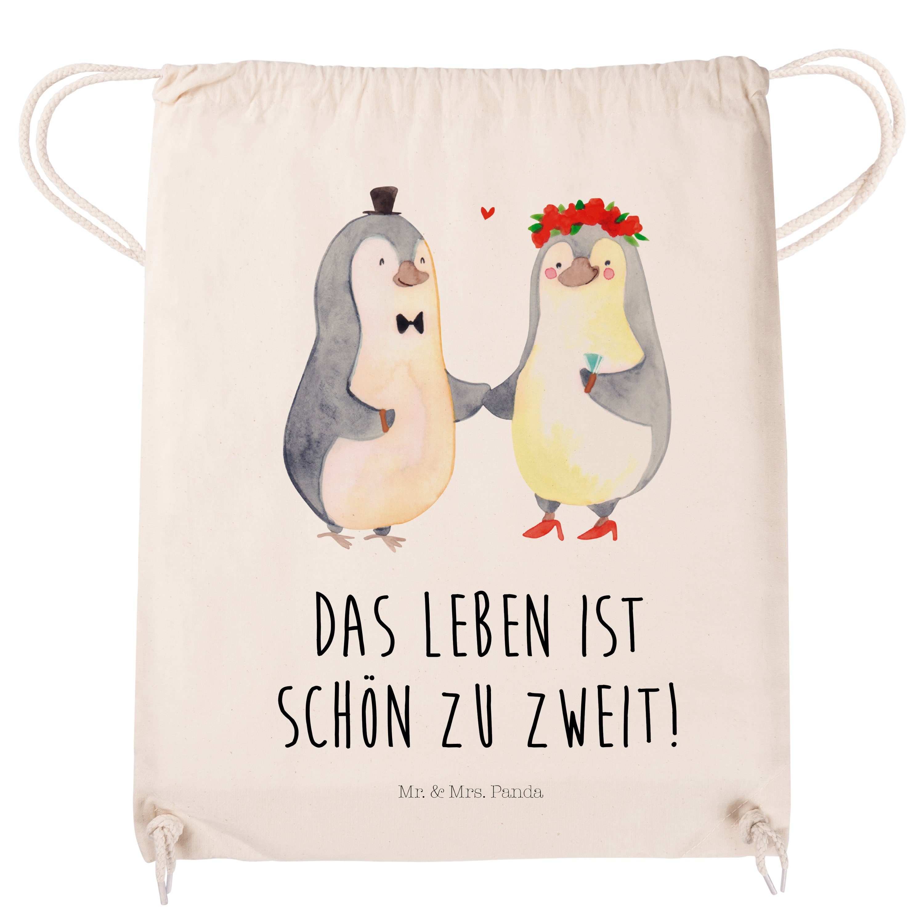 Kinder, Mr. Pinguin - Transparent & Geschenk, - Panda Heirat Sporttasche Sportbeutel Tasche, Mrs. (1-tlg)