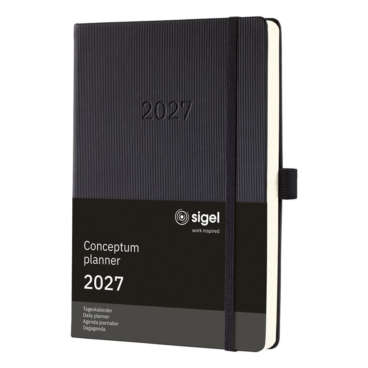 Sigel Buchkalender Conceptum 2027 Hardcover, 1 Tag = 1 Seite, inkl. Stickerbogen