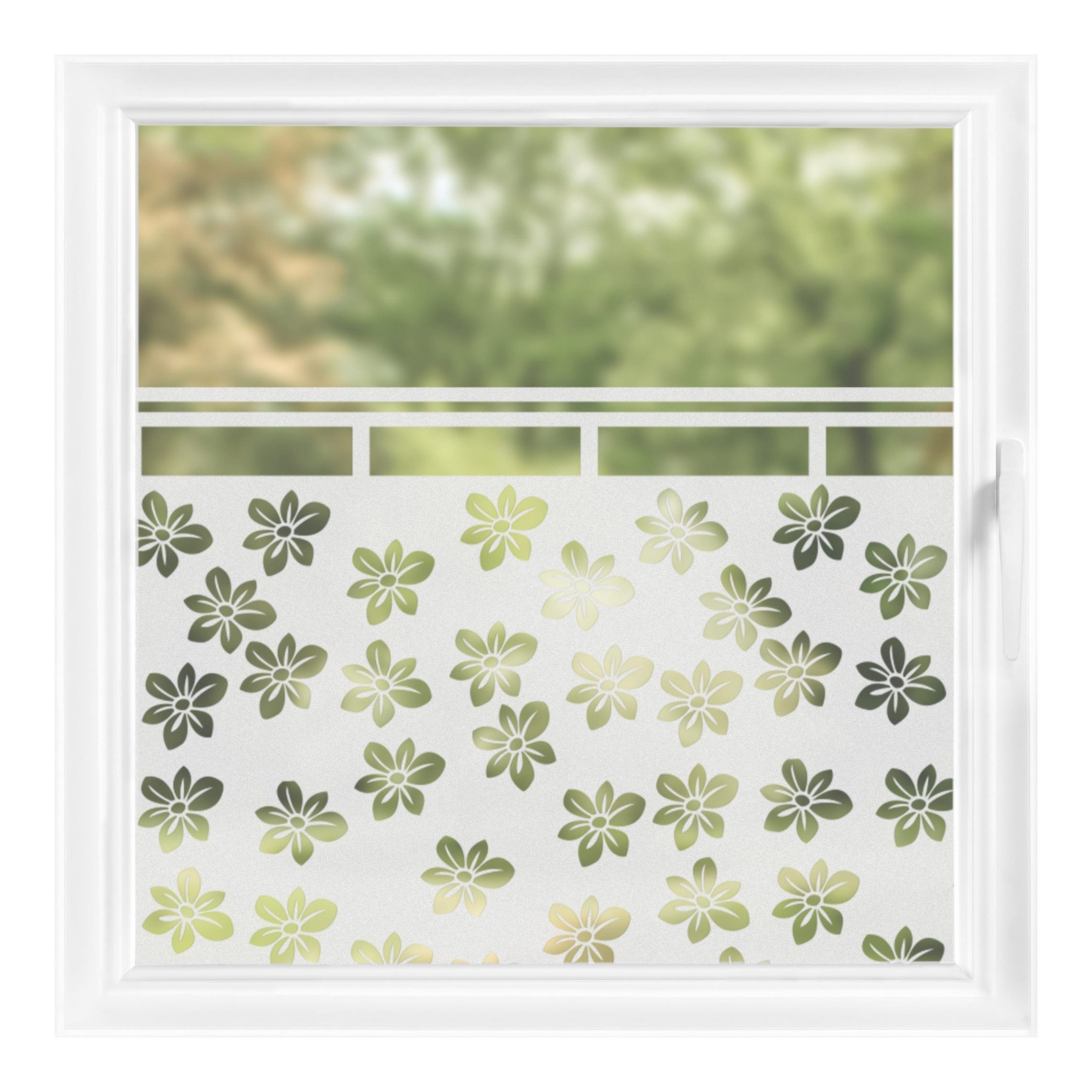 Bilderdepot24 Fensterfolie statisch haftend Motiv Fensterdeko Streublümchen Gardine Muster, blickdicht, Innen Fenster Tür Balkontür Küche Badezimmer Wohnzimmer Schlafzimmer