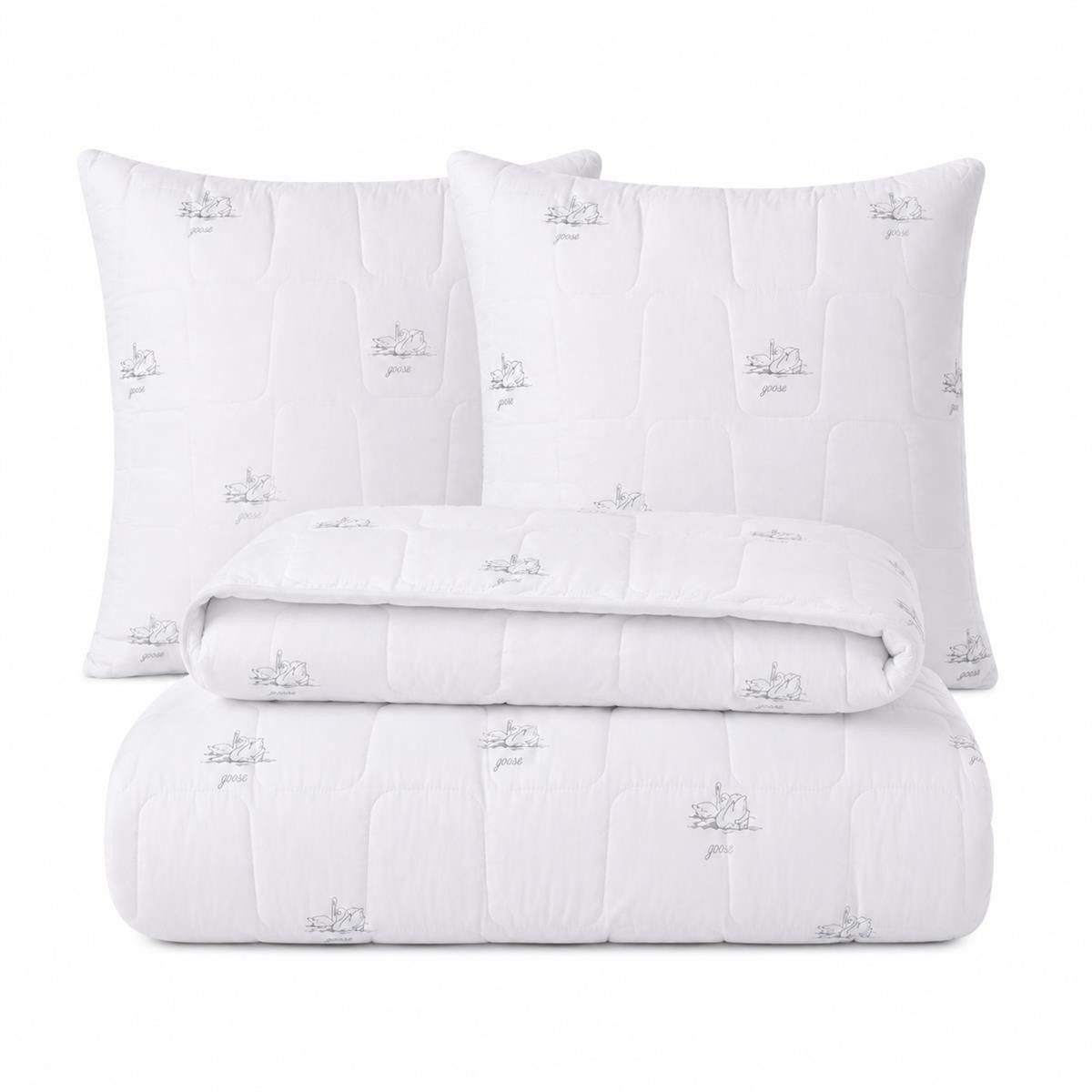 SEI Design Microfaserbettdecke Bettset SWAN 4-tlg 2x Winter-Bettdecken 135x200 + 2x Kissen 80x80, Füllung: daunenähnliches Gefühl, Bett-Set 4-Tlg.: 2x Bettdecken 135x200 + 2x Kissen 80x80