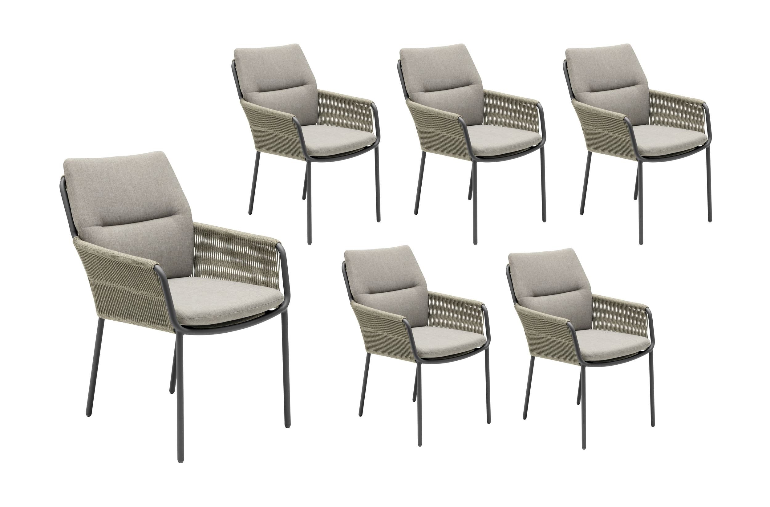 LC Garden Gartenstuhl Gartenstuhl »Como« Rope Armlehnstuhl inkl. Kissen (6 St)