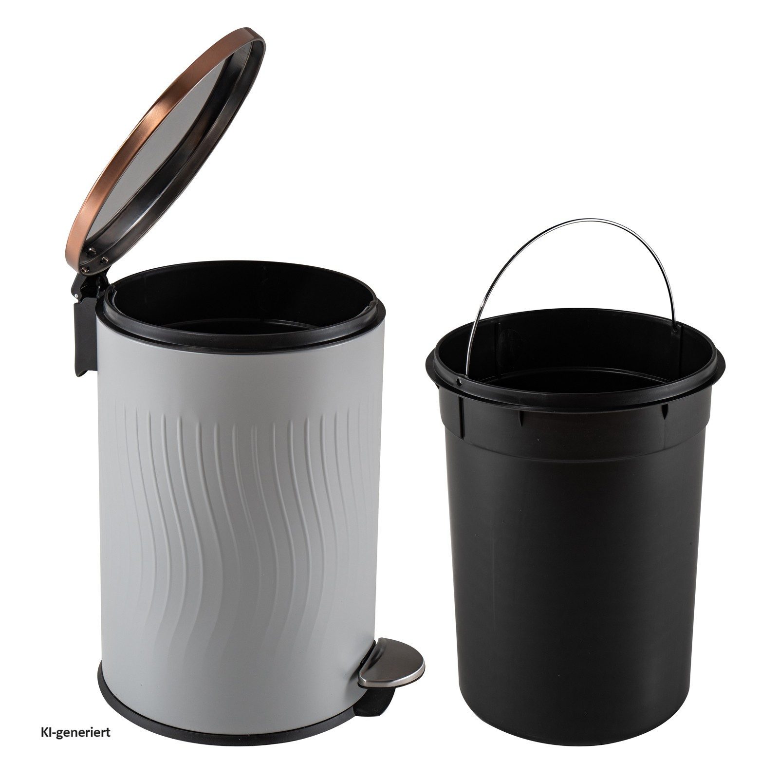HTI-Living Mülleimer Treteimer Jannik 20 Liter Grau Kupfer, Mülleimer Edelstahl