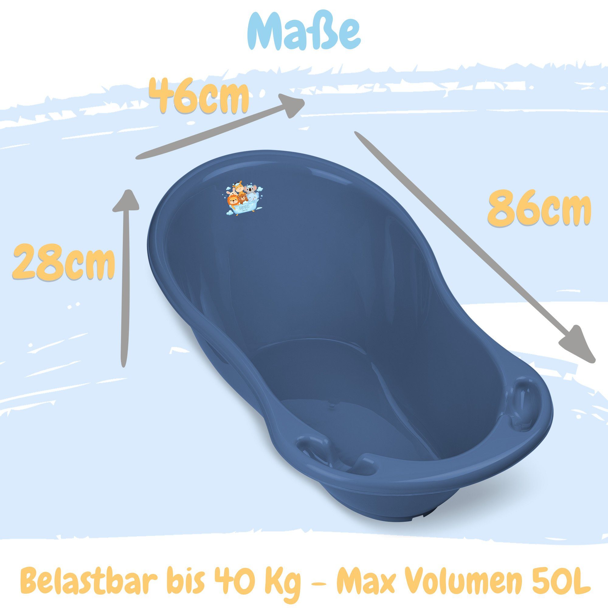 Babykajo Babybadewanne, (Komplett-Set, 2-tlg), Baby Wanne + Wanneneinsatz - TÜV Rheinland geprüft
