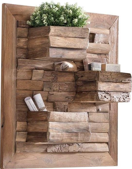 SIT Wandregal Romateaka, aus recyceltem Teakholz, Shabby Chic, Vintage. € 369,99