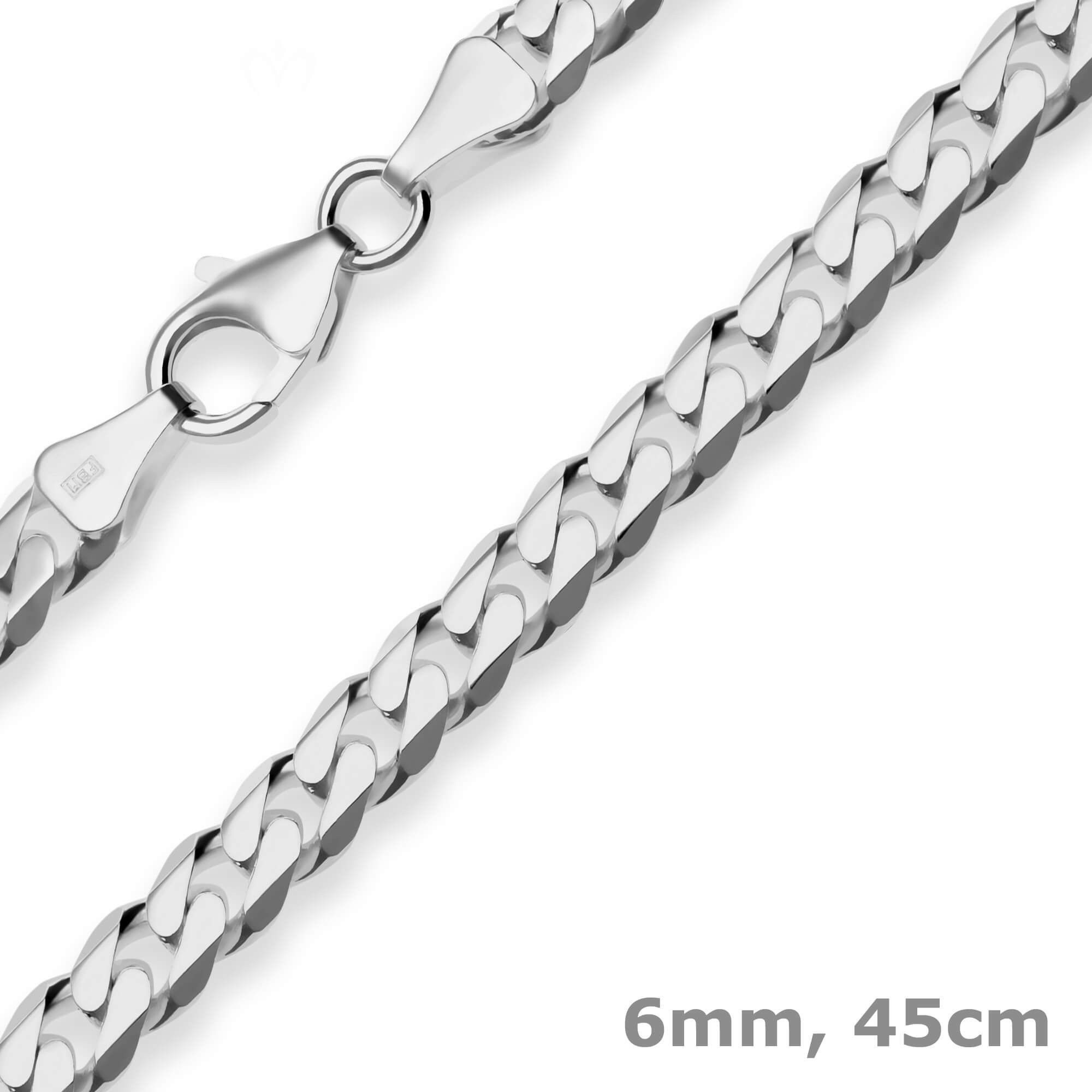 Panzerkette 6mm Panzerkette aus 925 Silber rhodiniert 45cm