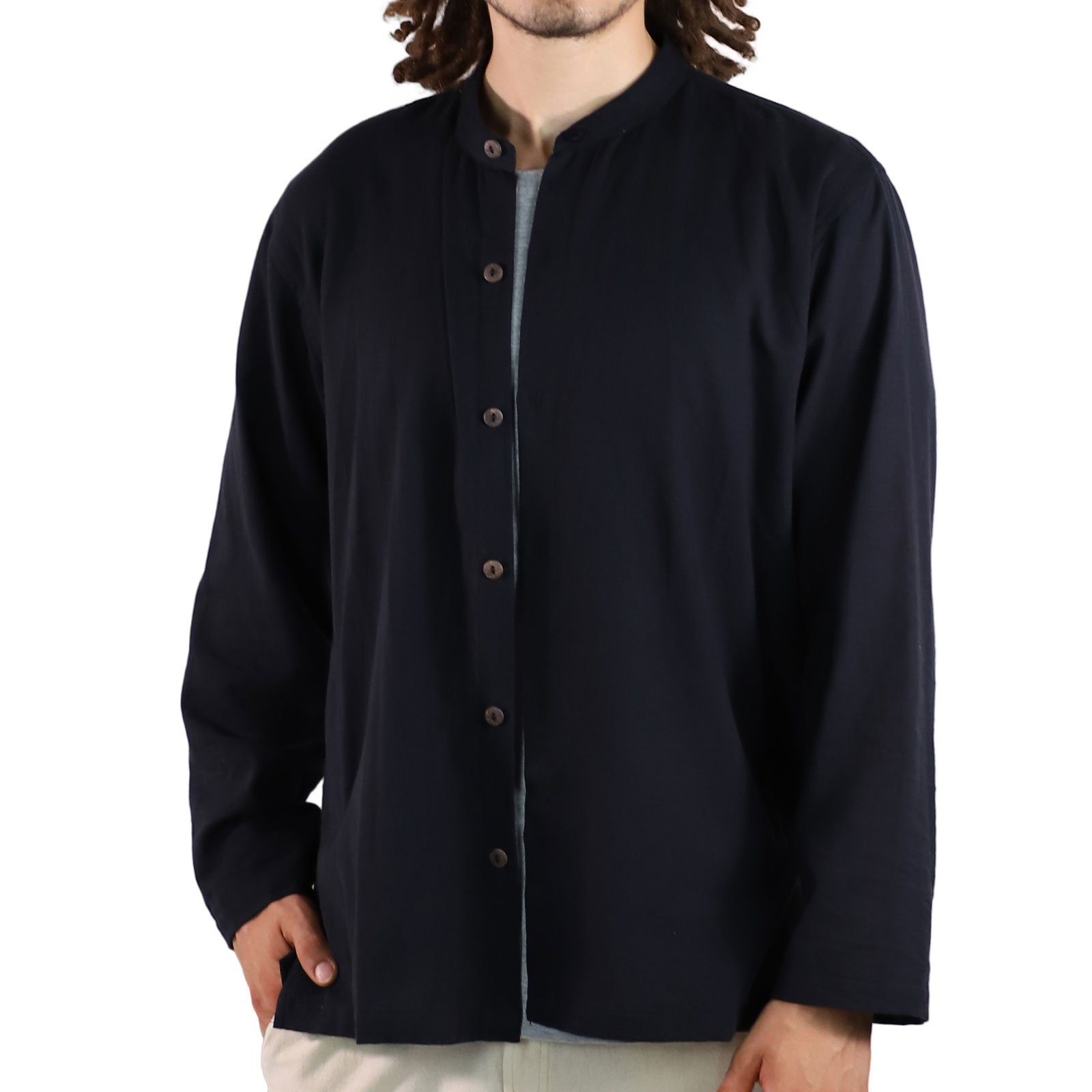 KUNST UND MAGIE Langarmhemd »KUNST UND MAGIE Herren Hemd unifarben  Fischerhemd Freizeithemd« online kaufen | OTTO