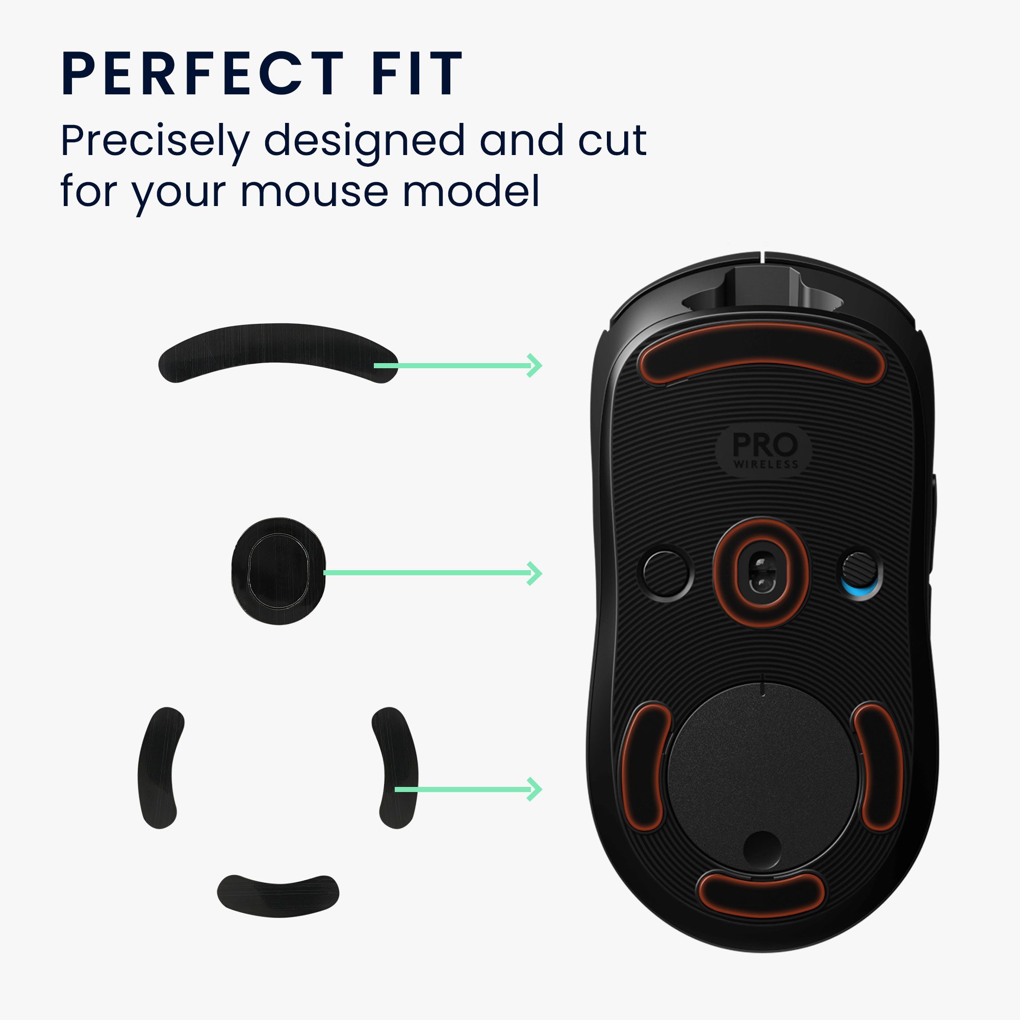 kwmobile Mausfüße Mouse Feet Sticker für Logitech G Pro Wireless Gaming (1-St), Ersatz Glider Mausfüße passgenau - Glides in Schwarz