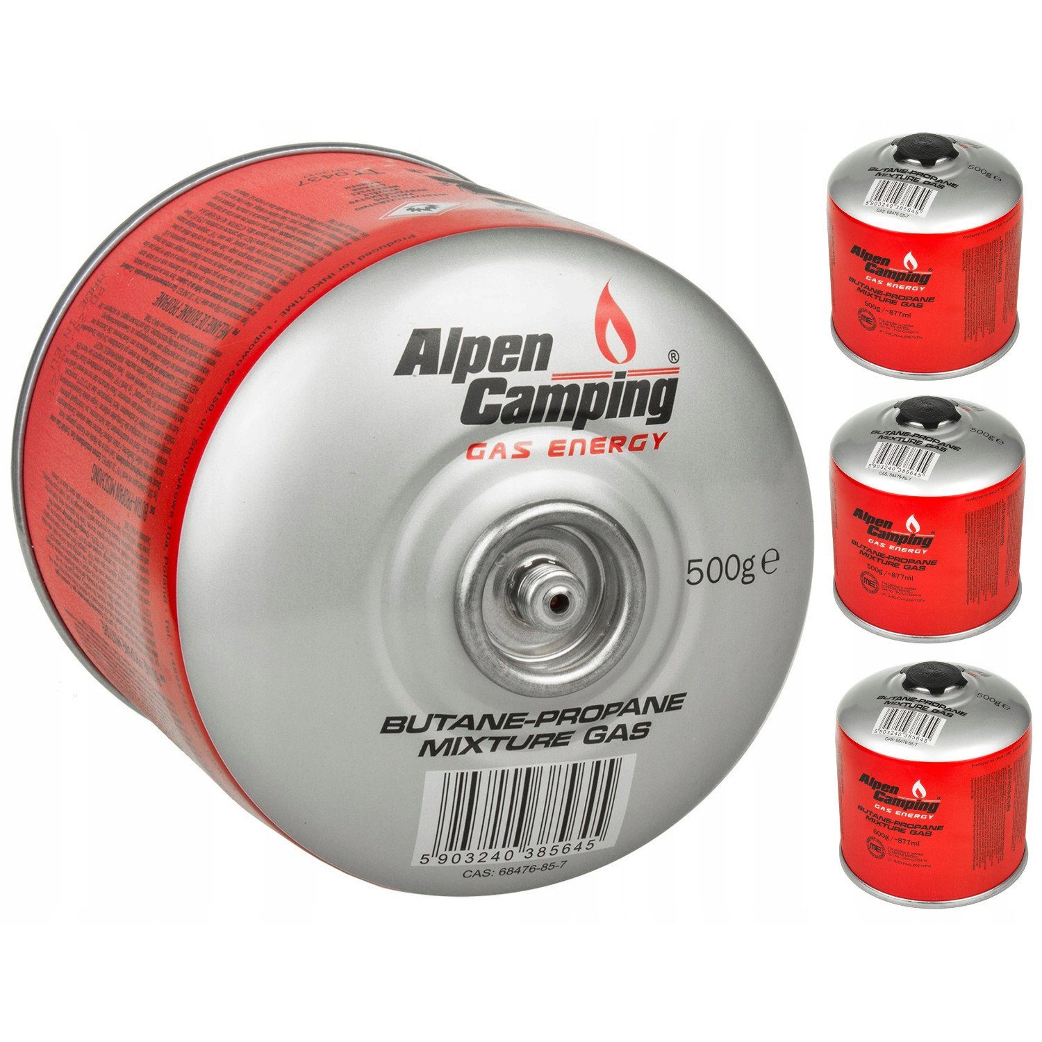 Alpen Camping Gaskartusche IK008, 4 St., 877 ml / 500g Gaskartusche