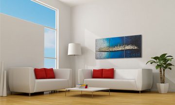 WandbilderXXL Gemälde Blue Memories 150 x 60 cm, Abstraktes Gemälde, handgemaltes Unikat