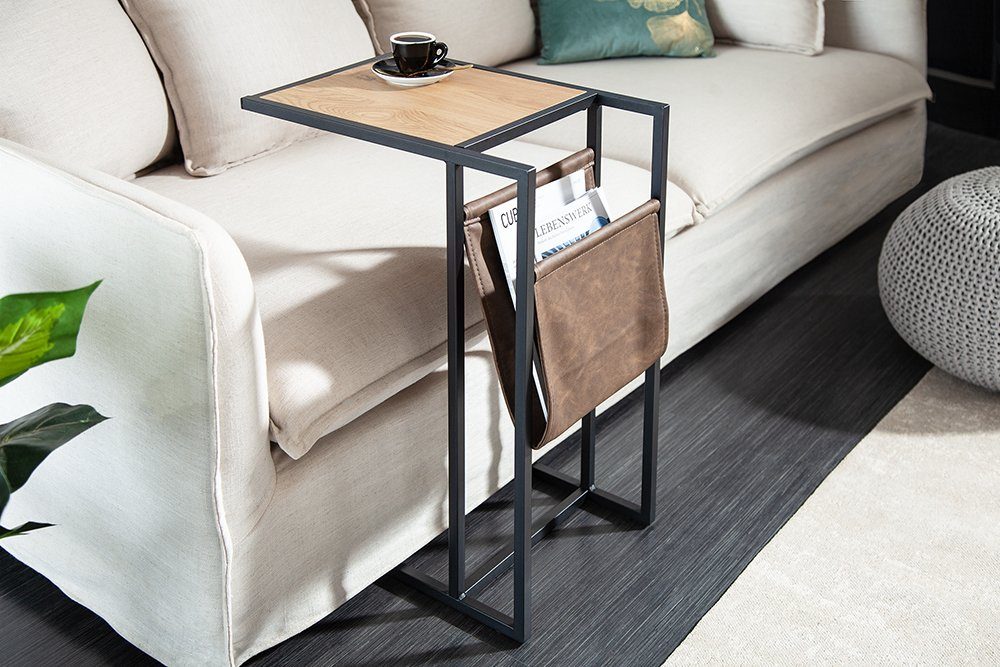 riess-ambiente Laptoptisch LOFT Bett Industrial Couch Eichen-Optik · / natur für Metall · & 48cm · · Holzwerkstoff schwarz