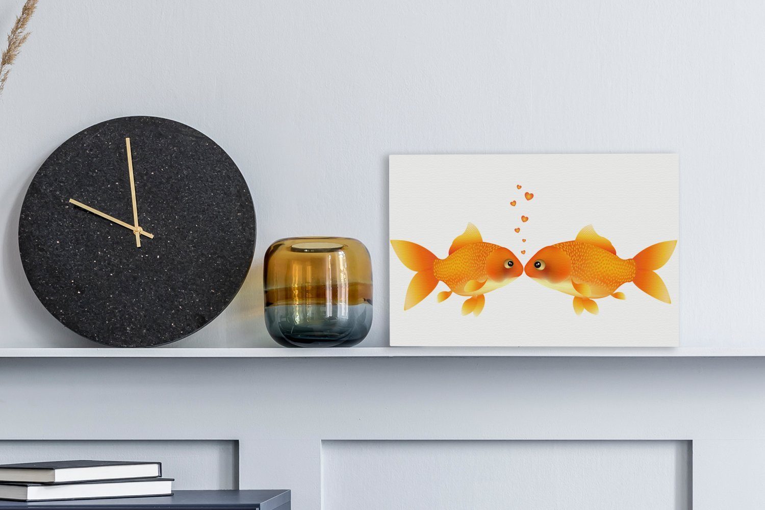 Eine von Wandbild cm Leinwandbilder, Goldfischen, Aufhängefertig, OneMillionCanvasses® St), 30x20 Leinwandbild Wanddeko, Illustration (1 küssenden