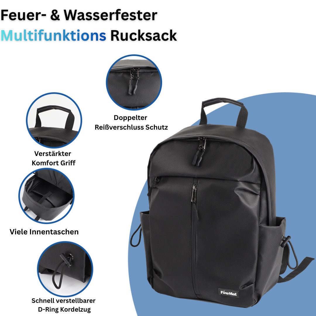FireMat Rucksack-Regenschutz FireMat feuerfester und wasserfester Rucksack mit Laptop Fach.