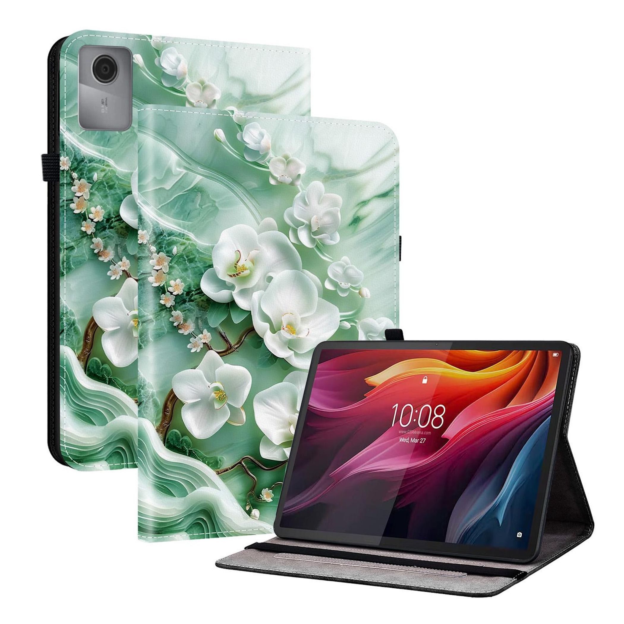 Wigento Tablet-Hülle Für Lenovo Idea Tab 11" Crystal Textur Kunstleder Motiv Schutzhülle, Kunstleder Tablet Hülle mit Stifthalte und Standfunktion