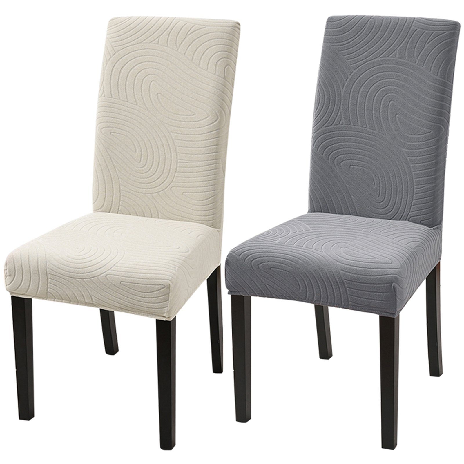Grau Stuhlhusse Esszimmerstühle Stuhlbezug Stuhlhussen Spannbezug Stretch für 1/2/4/6/8er Stuhlüberzug Schwingstühle Universal Farbe, BTTO, und 2 Elastisch