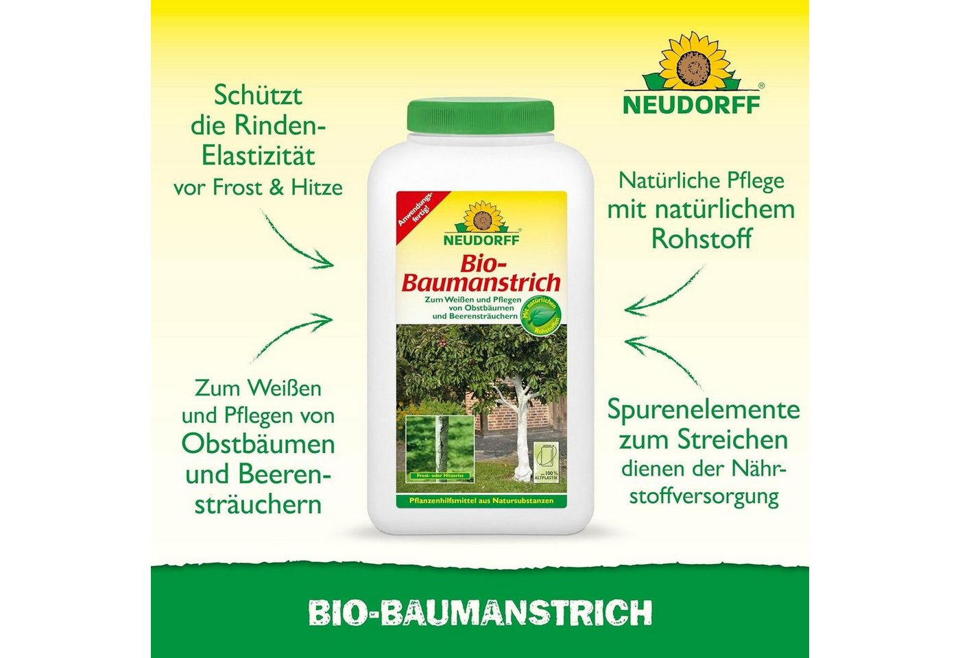 Thumbnail - Neudorff Baumanstrich Bio-Baumanstrich, 2000 ml, 1,00 St., zum Weißen und Pflegen von Obstbäumen und Beerensträuchern