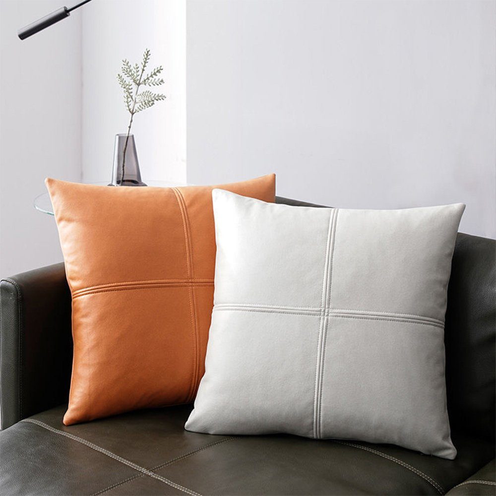 Kissenbezüge Kissenbezüge 2 FELIXLEO Sofa (2 Stück) Kunstleder Stück, dekorative Wurfkissen für Couch