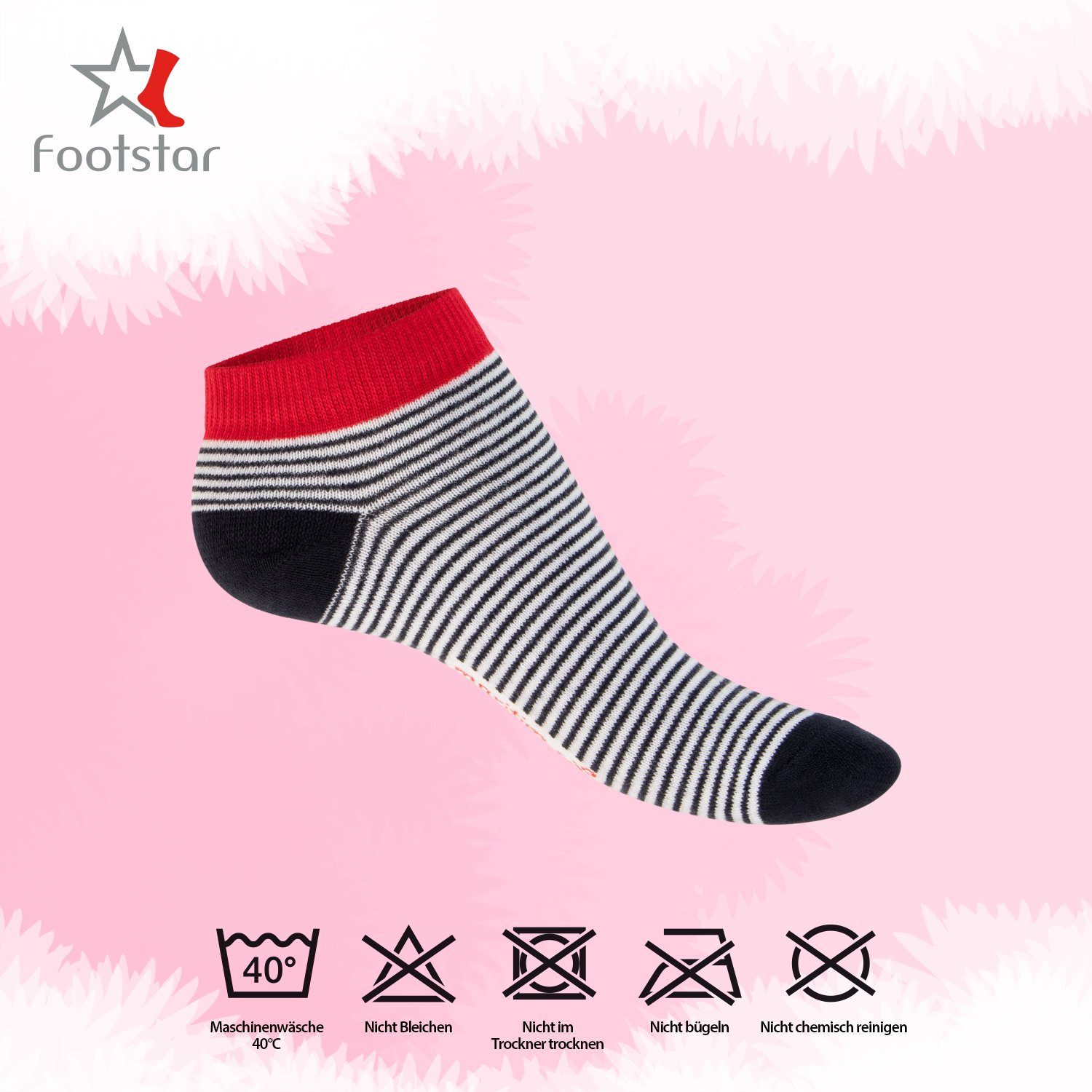 Paar) Damen Kurze Sneaker Socken süße mit Sneakersocken Muster (8 Footstar Mehrfarb-Pack Söckchen