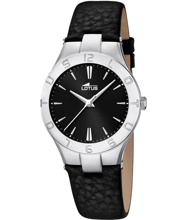 Lotus Quarzuhr Lotus Damen Uhr Fashion L15899/2 Leder (Armbanduhr) Damen Armbanduhr rund mittel (ca. 32mm) Lederarmband schwarz