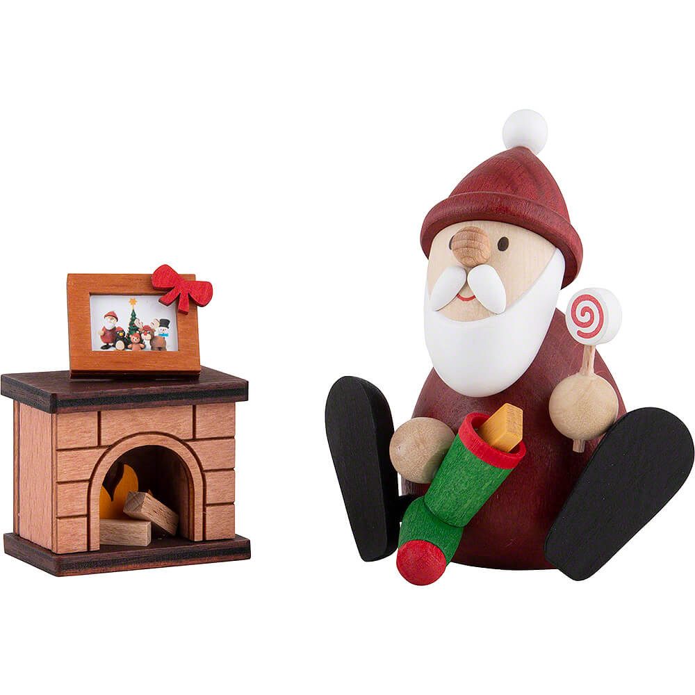Ullrich Kunsthandwerk Dekofigur Weihnachtsmann mit Kamin (8,5cm) von Ullrich Kunsthandwerk