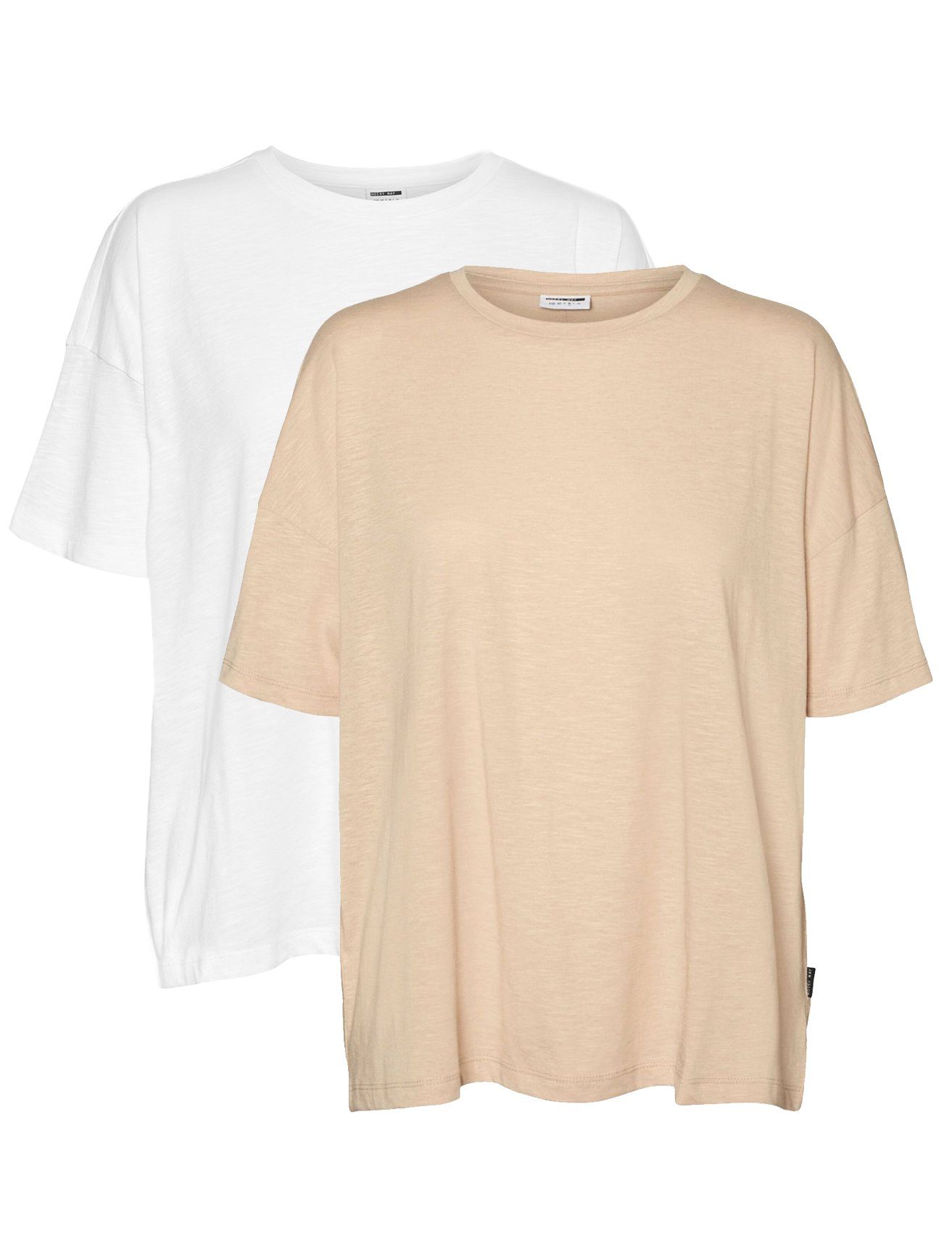 Weiß-Orange Noisy 2-er Oversized in NMMATHILDE Stück Pack 4182 Set T-Shirt (2-tlg) may Basic T-Shirt
