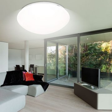 Globo LED Deckenleuchte, LED-Leuchtmittel fest verbaut, Warmweiß, LED Design Decken Leuchte opal weiß Strahler rund Wohn Zimmer