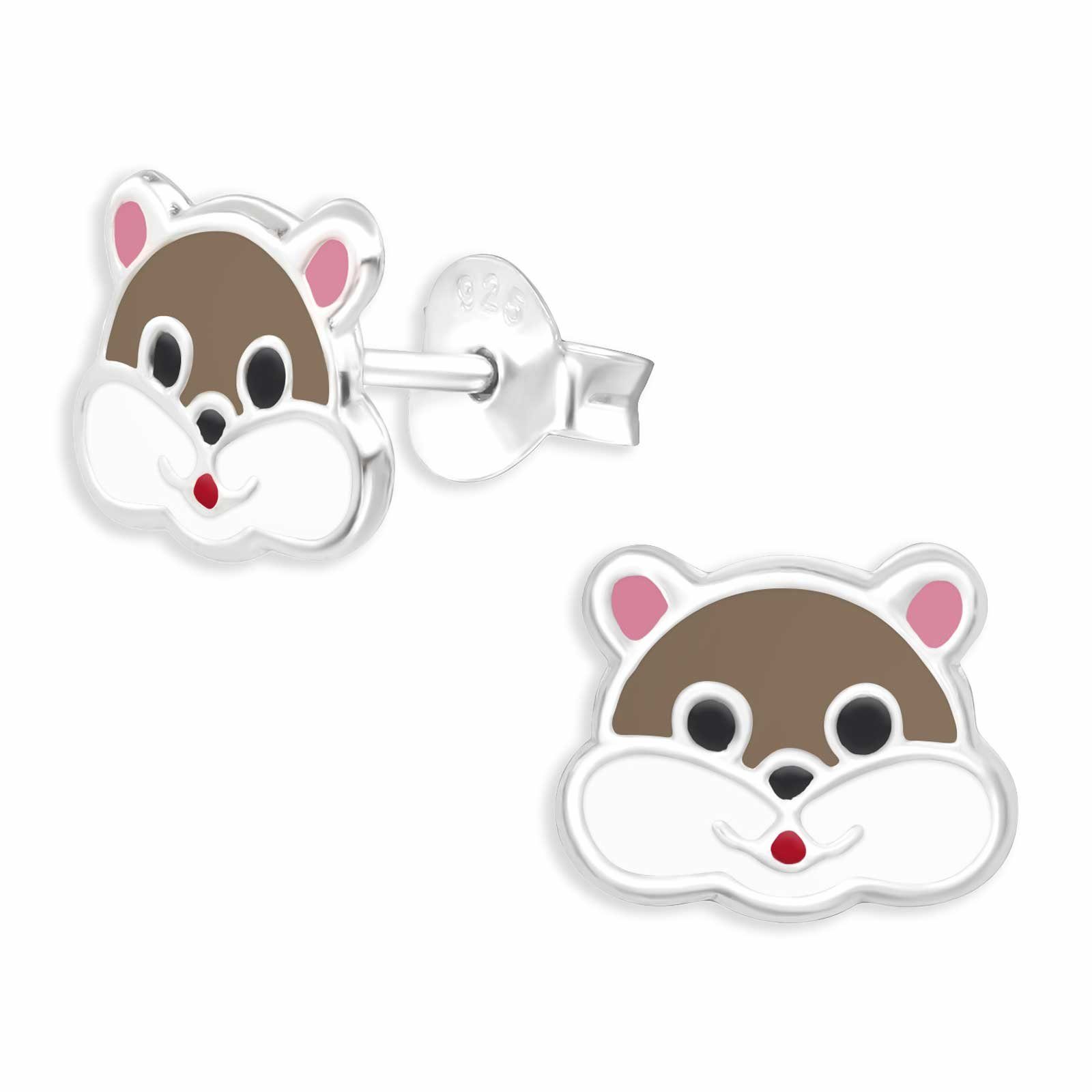 Monkimau Paar Ohrstecker Hamster Ohrringe aus 925 Silber (Packung)