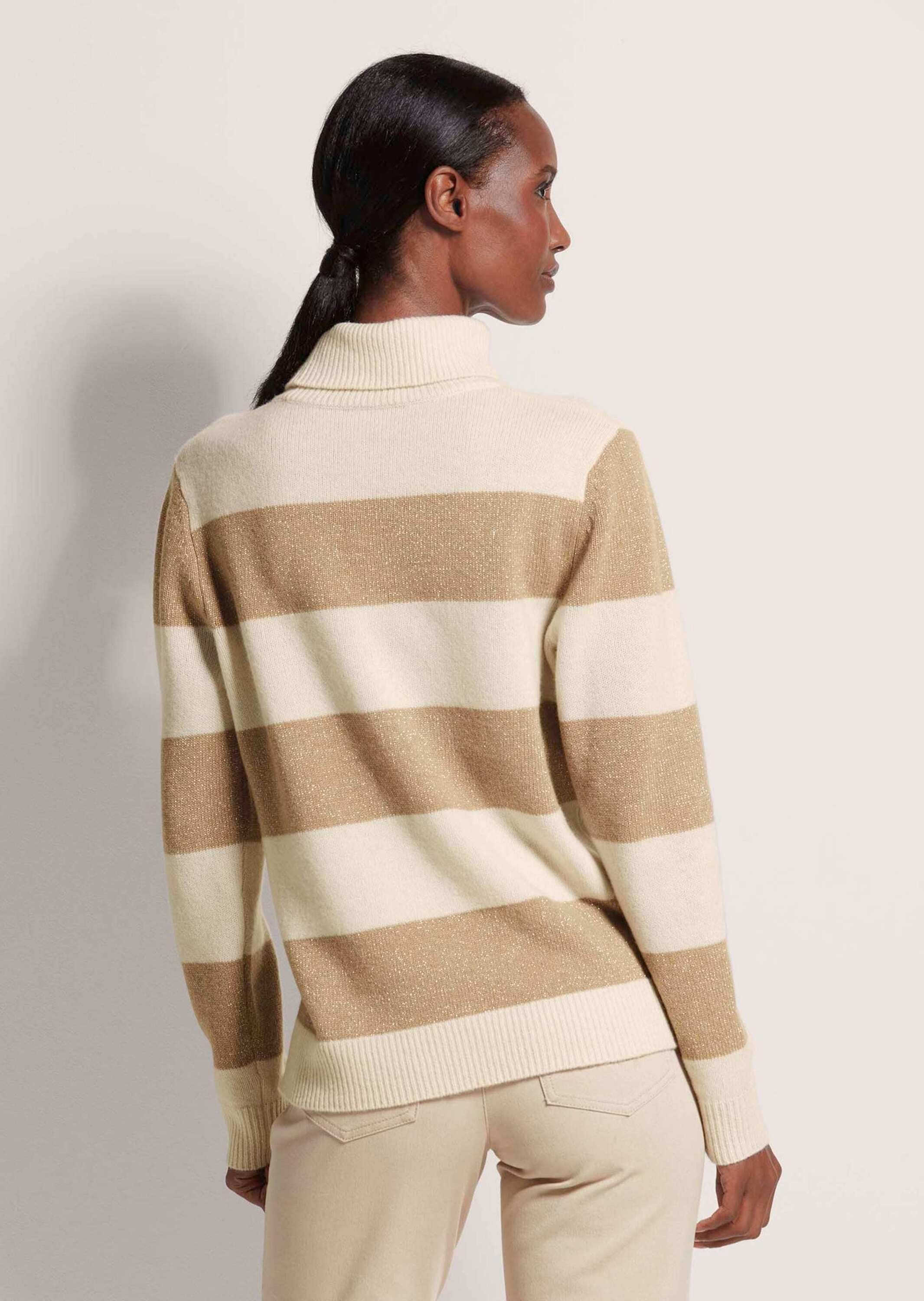 MADELEINE Strickpullover Blockstreifen-Pullover mit Stehkragen Gestreiftes Design mit modernem Rollkragen